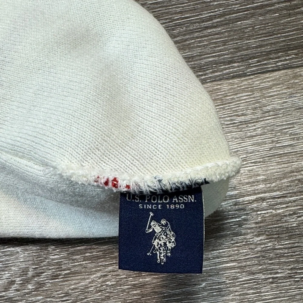 U.S. Polo Assn. Cream and Navy Beanie